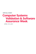 Computer Systems Validation and Software Assurance Week 2021